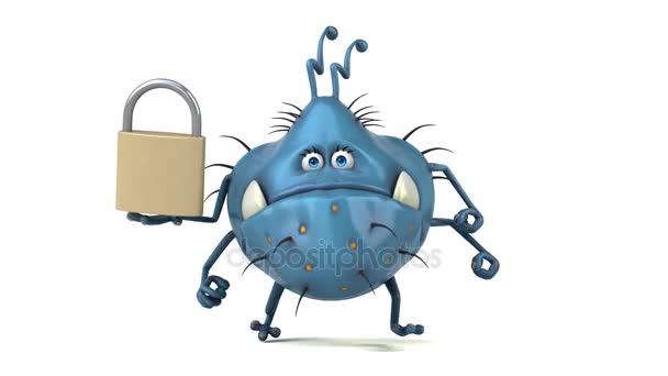 Cartoon character holding padlock — Stock Video