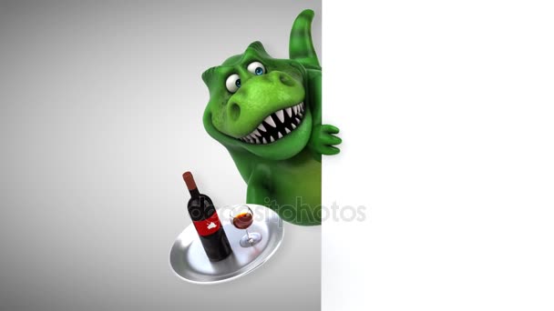 Zeichentrickfigur mit Wein — Stockvideo