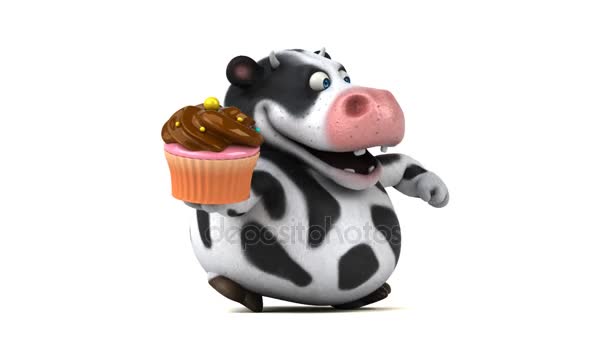 Zeichentrickfigur mit Cupcake — Stockvideo