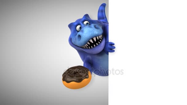 Personaje de dibujos animados que sostiene donut — Vídeo de stock