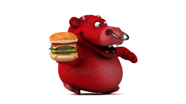 Charakter podniku hamburger — Stock video