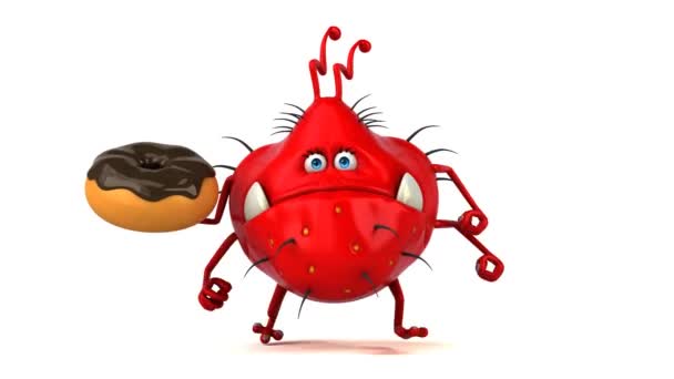 Personnage de dessin animé tenant donut — Video