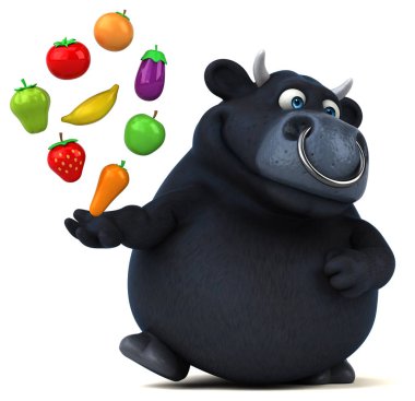  meyve ve sebze tutan çizgi film karakteri