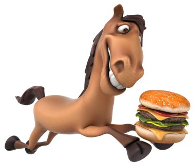 çizgi film karakteri holding hamburger 