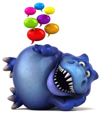 konuşma balonları tutan çizgi film karakteri