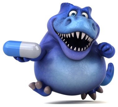 Komik karikatür karakter holding hap  