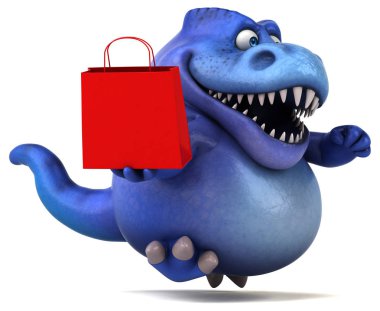  çizgi film karakteri alışveriş çantası elinde