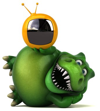  TV cihazı tutarak çizgi film karakteri