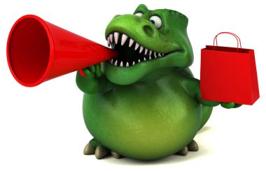  çizgi film karakteri alışveriş çantası elinde