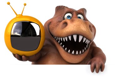  TV cihazı tutarak çizgi film karakteri