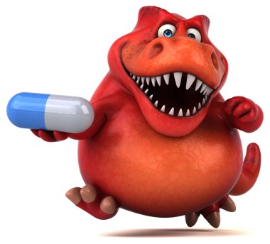 Komik karikatür karakter holding hap  