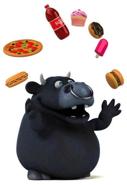 Kreslená postavička s jídlem — Stock fotografie