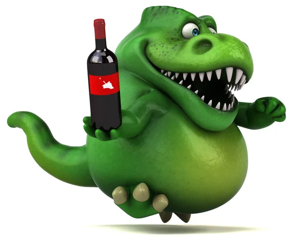 Personagem de desenho animado segurando vinho — Fotografia de Stock