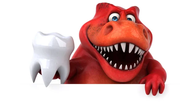 Смешной мультяшный персонаж держит зуб — стоковое фото