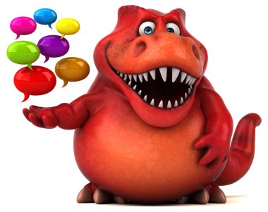 konuşma balonları tutan çizgi film karakteri