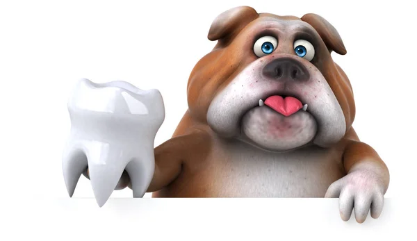 Funny cartoon character holding tooth — Stock Photo, Image