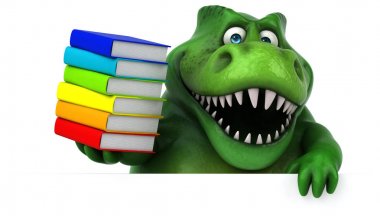 eğlenceli çizgi film karakteri holding kitaplar