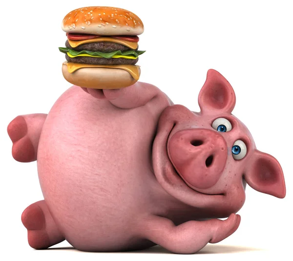 Szórakoztató karikatúra karakter gazdaság hamburger — Stock Fotó