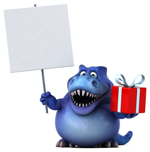 Cartoon character holding present — Stock Photo, Image