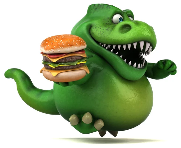 Spaß Cartoon-Figur hält Hamburger — Stockfoto