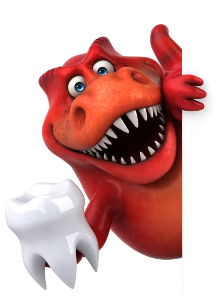 Cartoon character holding tooth — Stock Photo, Image