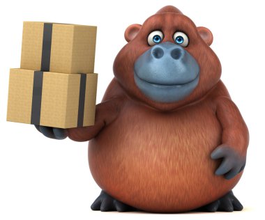  kutuları tutarak çizgi film karakteri