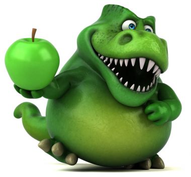 Komik karikatür karakter holding elma