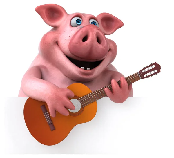 Personagem engraçado dos desenhos animados tocando guitarra — Fotografia de Stock