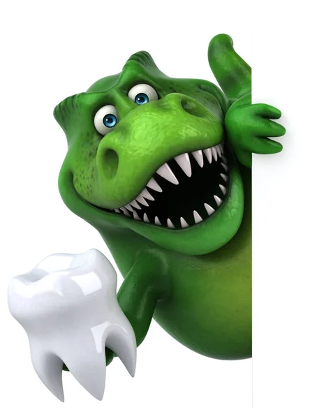 Мультяшный персонаж держит зуб — стоковое фото