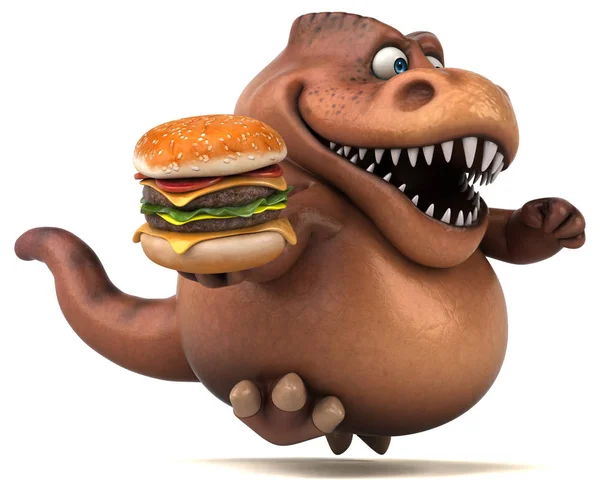 Personagem de desenho animado divertido segurando hambúrguer — Fotografia de Stock