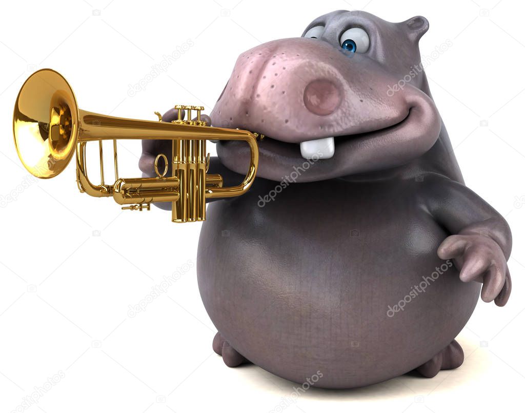 cartoon character with music instrument 