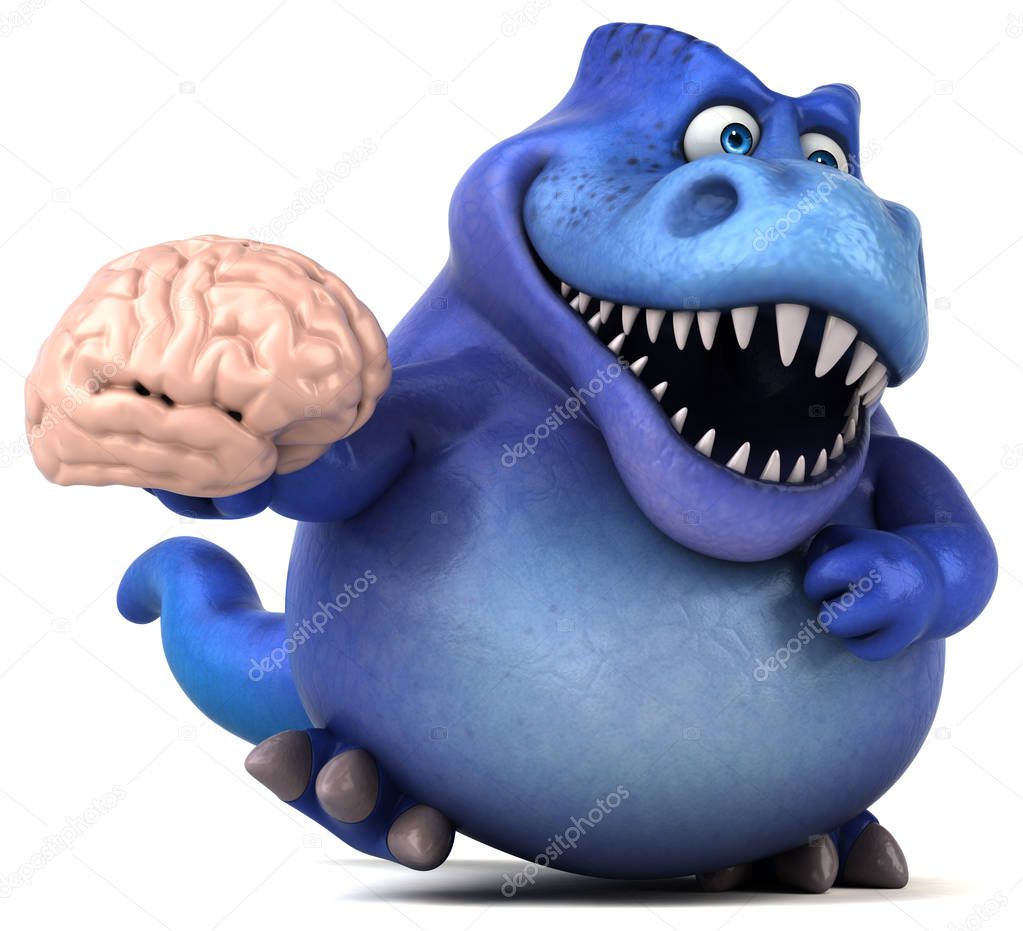 cartoon character holding brain