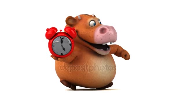 Cartoon character holding clock — Stock Video