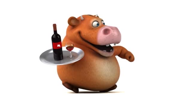 Karakter kartun yang memegang anggur — Stok Video