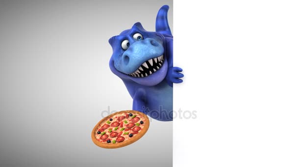 ピザを保持している漫画のキャラクター — ストック動画