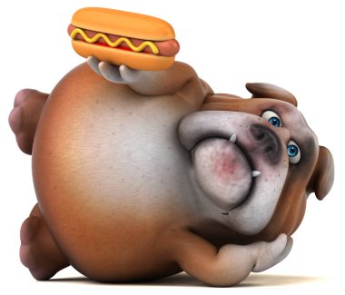 eğlenceli çizgi film karakteri holding hotdog  