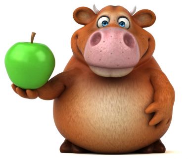 çizgi film karakteri holding elma  