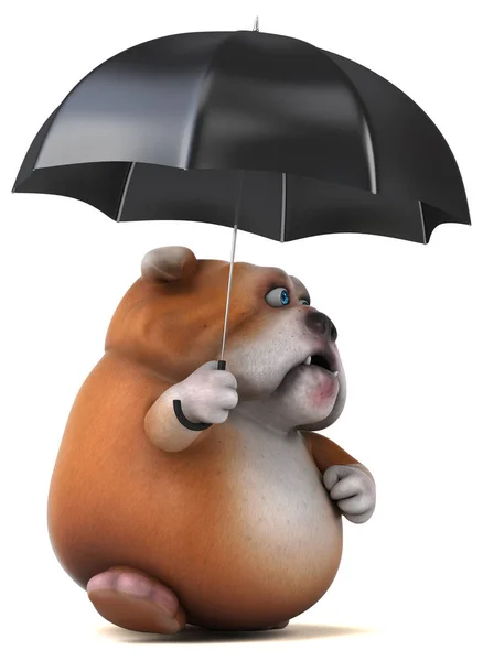 Leuk buldog met paraplu — Stockfoto