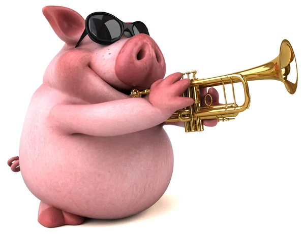 Personagem de desenho animado com trompete — Fotografia de Stock
