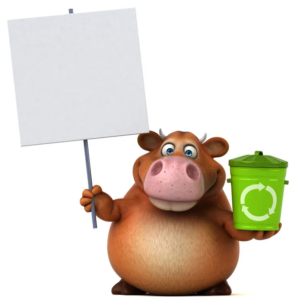 Cartoon character holding bin — Stock Photo, Image