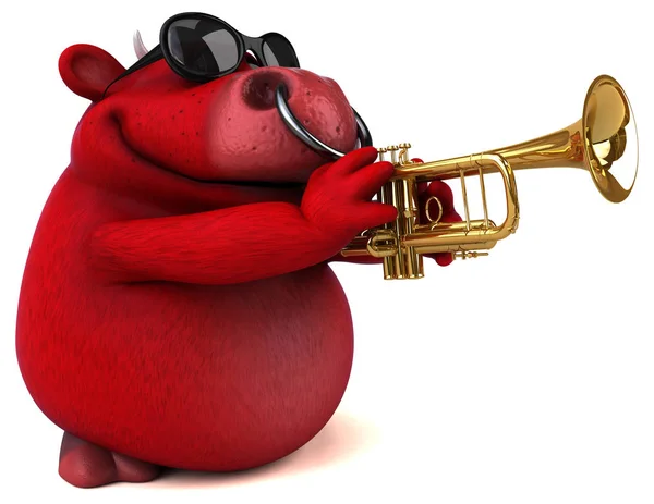 Personaje de dibujos animados con trompeta — Foto de Stock