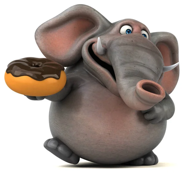 Personagem de desenho animado segurando donut — Fotografia de Stock