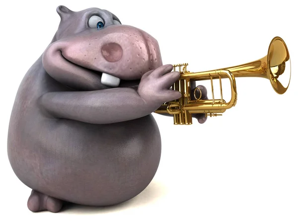 Personagem de desenho animado com trompete — Fotografia de Stock