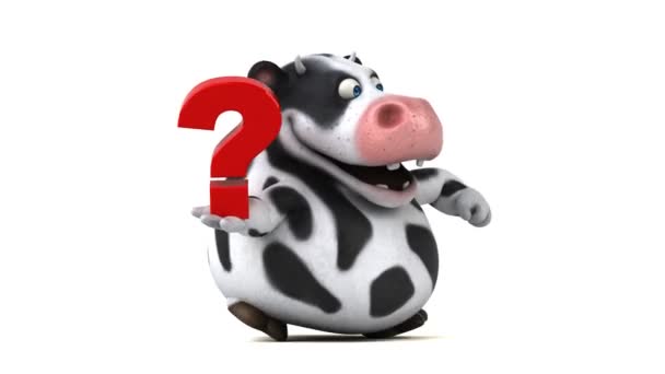 Cartoon character holding question mark — Stock Video