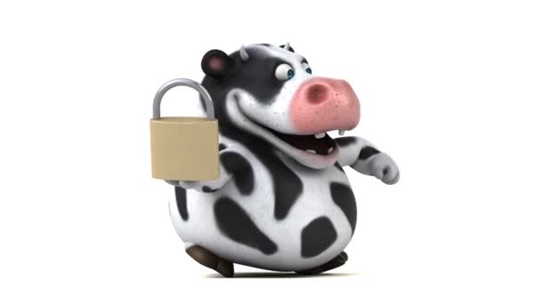 Cartoon character  holding padlock — Stock Video