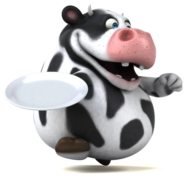 Cartoon character holding plate — Stock Photo, Image