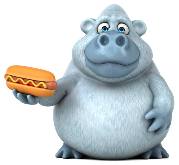 eğlenceli çizgi film karakteri holding hotdog  