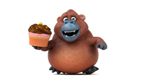 Orangutan держа кекс — стоковое видео