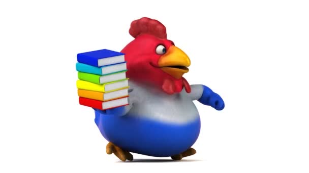 Cartoon character holding books — Stock Video