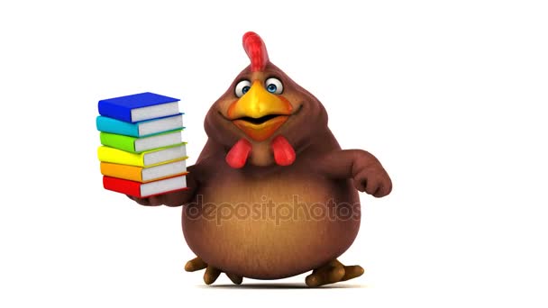 Cartoon character holding books — Stock Video